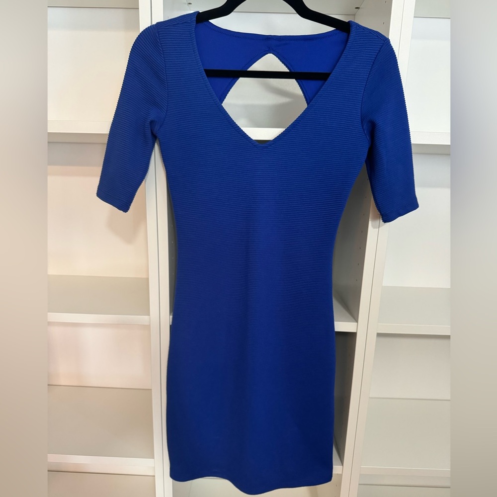 Dynamite Ribbed Electric Blue Midi Dress